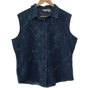 Vintage  Kaktus Denim Embroidered Vest